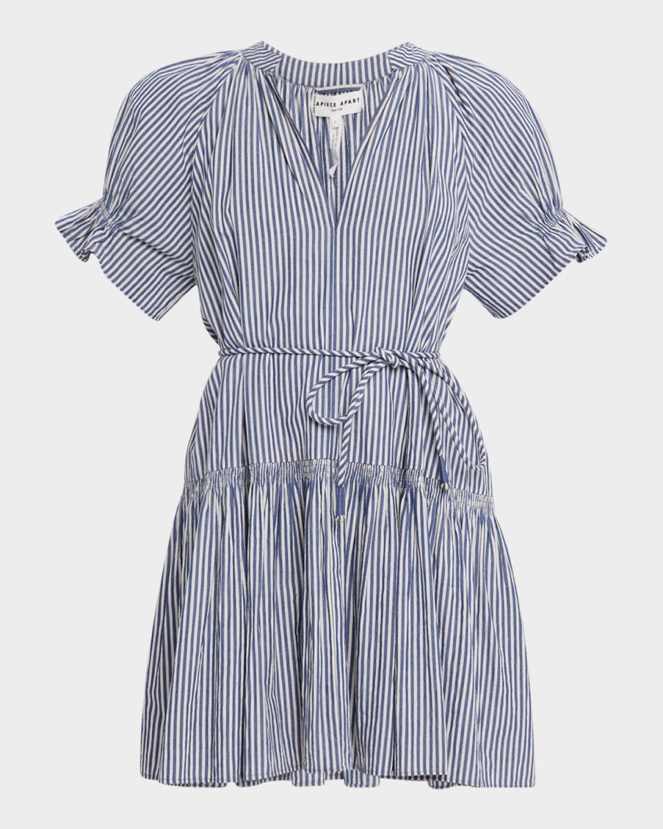 Marza Striped Organic Cotton Mini Dress